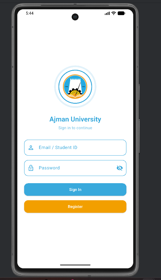 Secure mobile login interface for students.